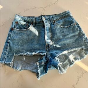 Levi's Light Blue Distressed Denim Jean Shorts - Women’s 29